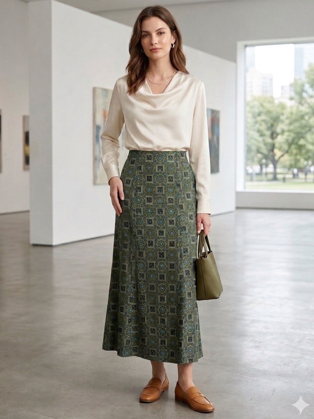 Vintage Green and Blue Patterned skirt by notations